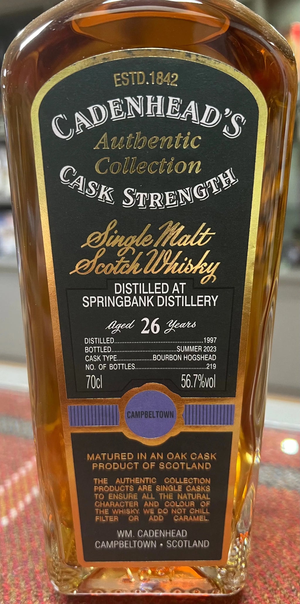 Cadenheads Authentic Collection, 26yo Srpingbank Cask Strength  (70cl, 56.7%) Cadenheads