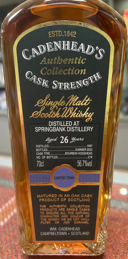 Cadenheads Authentic Collection, 26yo Srpingbank Cask Strength  (70cl, 56.7%) Cadenheads
