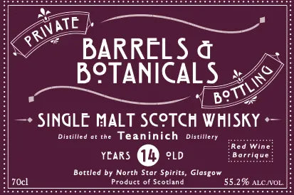 Barrels & Botanicals Shop Exclusive - 14yo Teaninich Red Wine Barrique (70cl, 55.2%) North Star Spirits