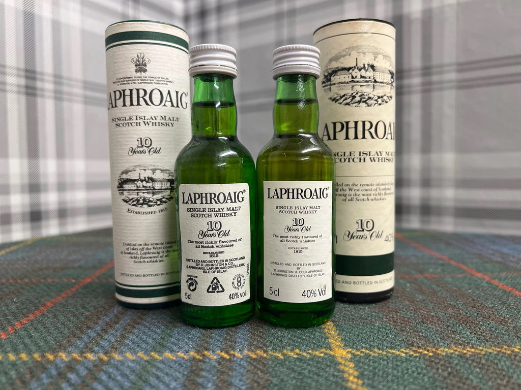 Laphroaig 10 Year Old Malt Whisky Combo  Miniature 5cl Glass Bottles c/w Tubes Laphroaig